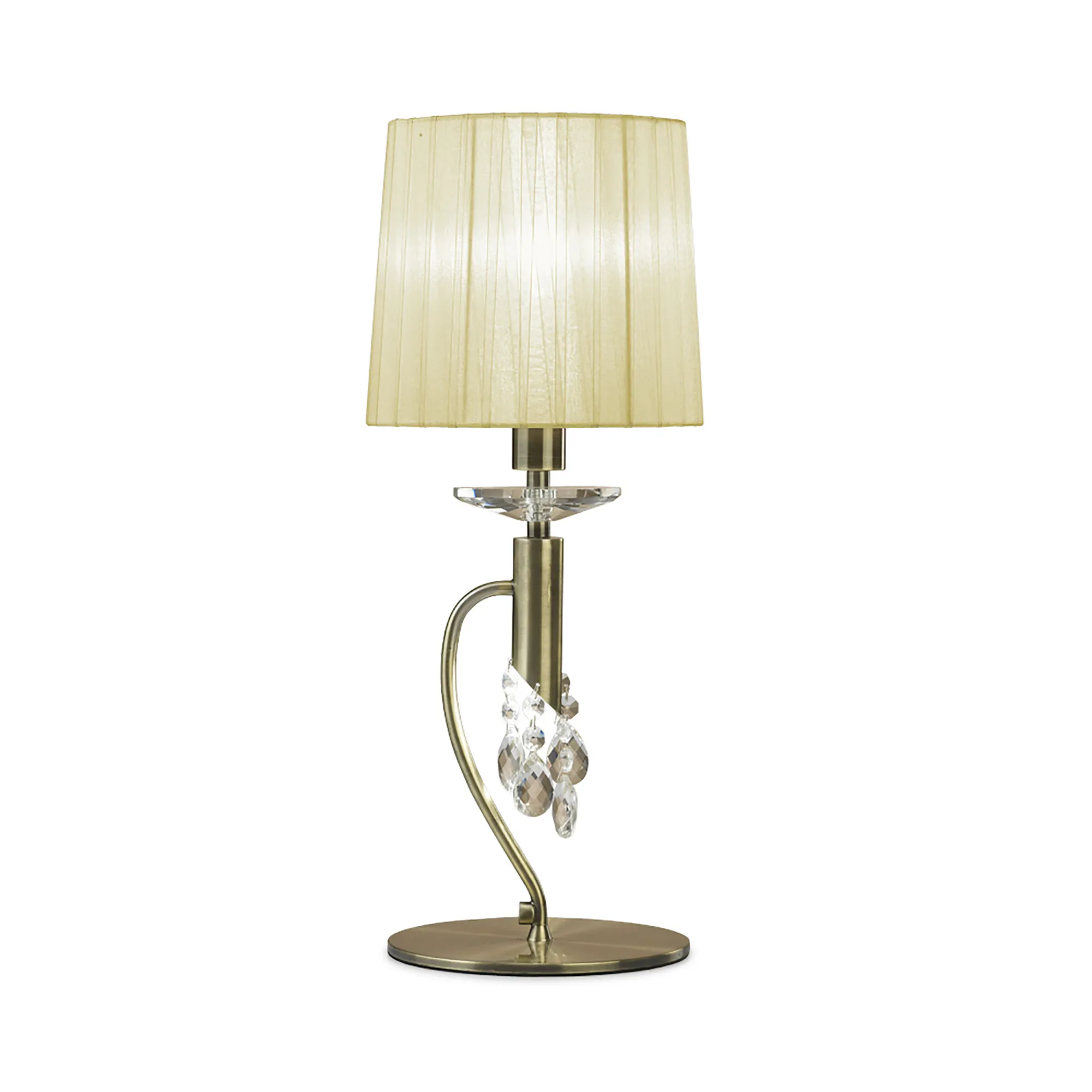 Tiffany Antique Brass-Cream Crystal Table Lamps Mantra Shaded Table Lamps